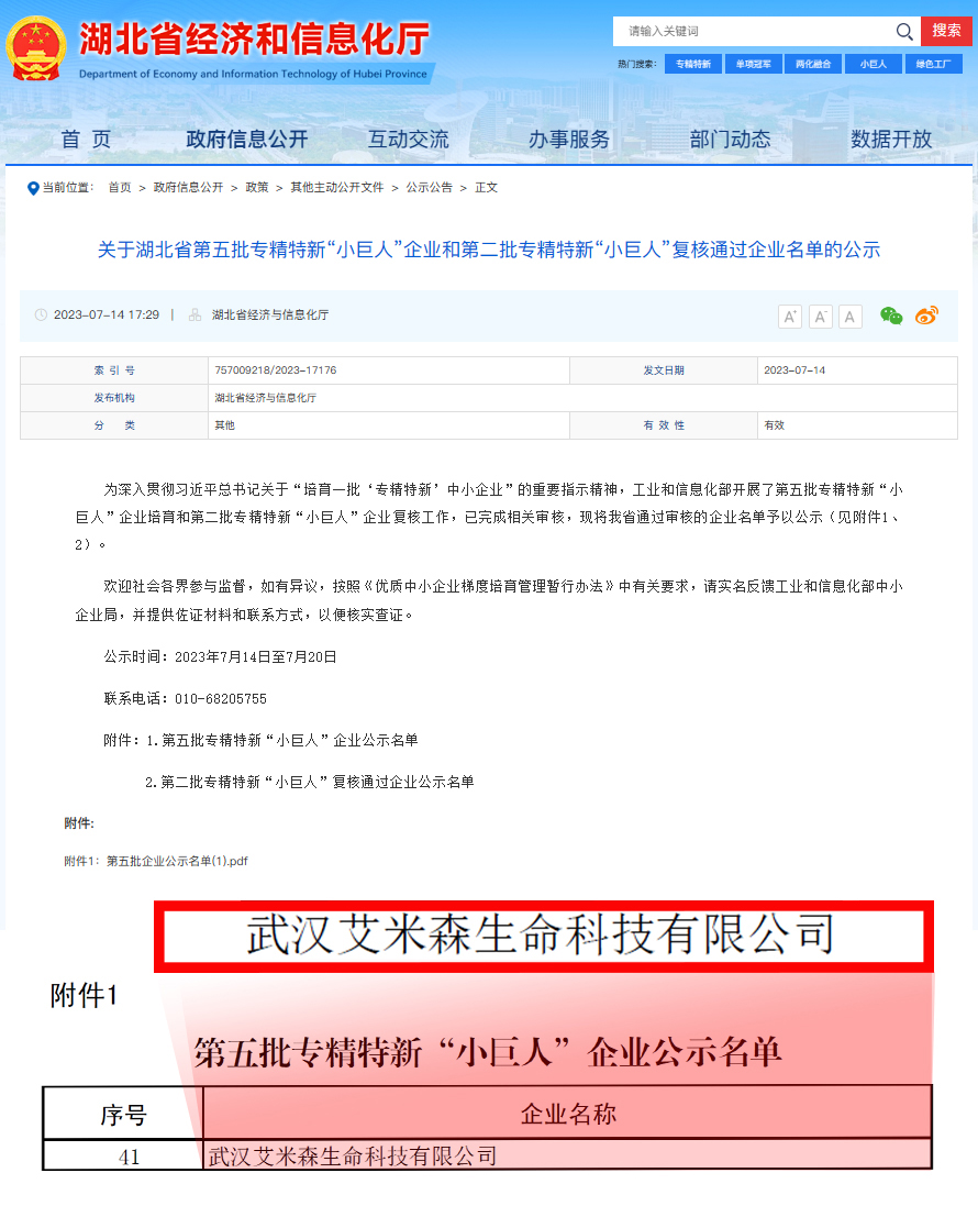 艾米森入选国家级专精特新“小巨人”企业 艾米森入选国家级专精特新“小巨人”企业